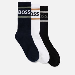 BOSS Bodywear Ribbed Striped Cotton-Blend Socks 3-Pack