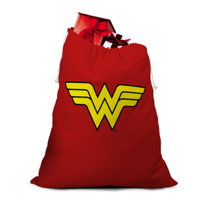 Saco navideño con logotipo de Wonder Woman