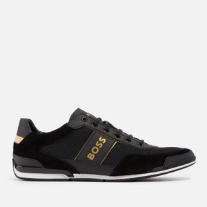 BOSS Men's Saturn Faux Leather and Mesh Trainers