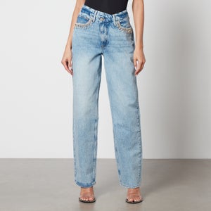 Good American Good 90s Crossover Embellished Denim Jeans