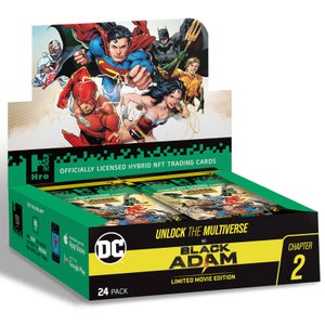 DC Unlock The Multiverse Black Adam 24 - Pack Mega Booster Box - Hro Hybrid NFT Trading Cards, 168 Cards
