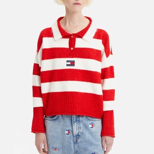 Tommy Jeans Striped Cotton Blend-Knit Polo Sweater