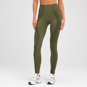 Damskie legginsy bezszwowe z kolekcji Tempo Illusion MP – Olive Green