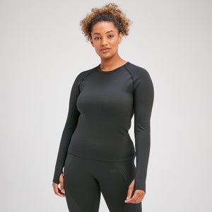 MP sieviešu bezvīļu t-krekls ar garām piedurknēm “Tempo Illusion” — Melns