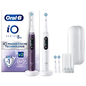 Oral B iO Series 8N White & Violet Electric Toothbrushes Virtual Duo