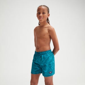 Boys' Printed 13" Swim Shorts Blue/Teal