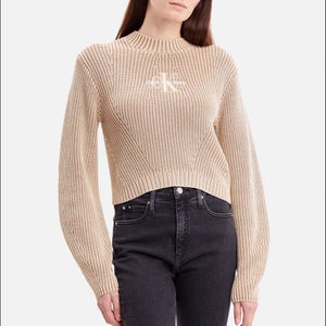Calvin Klein Jeans Women's Washed Monologo Sweatshirt - Travertine