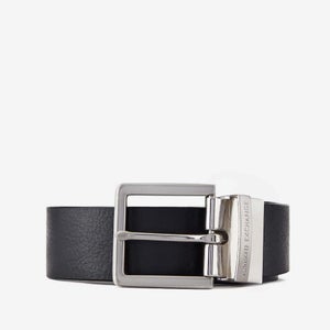 Armani Exchange Silver Buckle Leather Belt