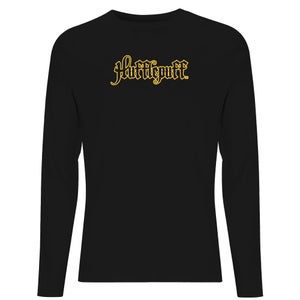 Harry Potter Hufflepuff Script Unisex Long Sleeve T-Shirt - Black