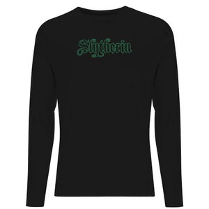 Harry Potter Slytherin Script Unisex Long Sleeve T-Shirt - Black