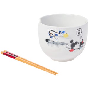Disney Mickey and Minnie Sunset Ceramic Ramen Bowl with Chopsticks