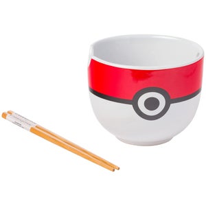 Pokemon Pokeball Ceramic Ramen Bowl with Chopsticks