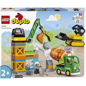 LEGO DUPLO Ma ville Le Chantier de Construction, Jouet Grue, Bulldozer et Bétonnière (10990)