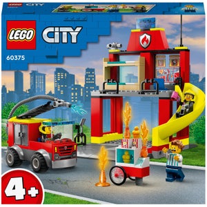 LEGO City: Feuerwehrstation und Löschauto, Feuerwehrauto-Spielzeug (60375)