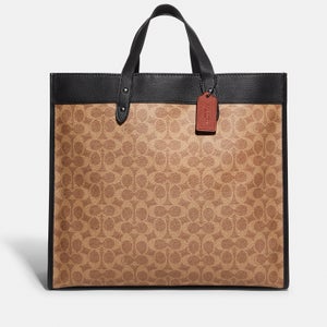Coach Signature Field Coated Canvas and Leather Tote Bag