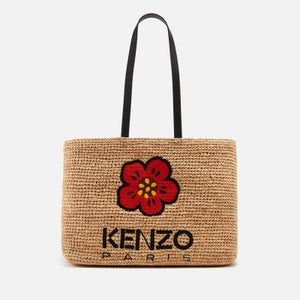 KENZO Logo-Appliquéd Large Raffia Tote Bag