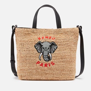 KENZO Logo-Appliquéd Raffia Bucket Bag