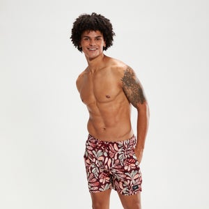 Men's Printed Leisure 16" Swim Shorts Oxblood/Orange