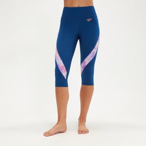 Women's Printed Panel 3/4 Pant Blue/Coral