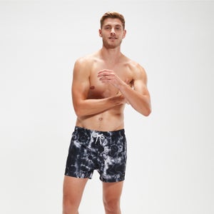 Digital-bedruckte Leisure 35 cm Schwimmshorts für Herren Schwarz/Weiß