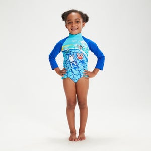 Infant Girl's Long Sleeve Frill Swimsuit Blue