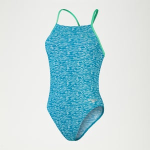 Bañador de entrenamiento Sundown Shores con espalda multitirantes para mujer, azul agua