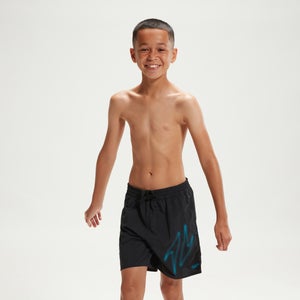 Boys' Hyper Boom 15" Swim Shorts Black/Blue