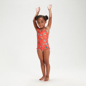 Rüschen-Badeanzug mit dünnen Trägern für Mädchen im Kleinkindalter Pink