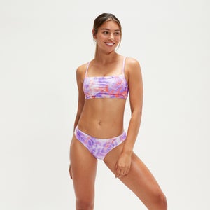 Bikini con tirantes finos ajustables y estampado para mujer, lila