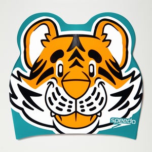Gorro infantil Learn to Swim con Aanadi, el cachorro de tigre, naranja