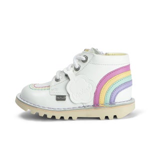 Infant Girls Kick Hi Rainbow Leather White