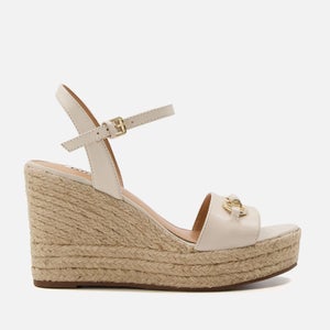 Dune Kai Gold-Tone Leather Wedged sandals