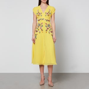 Hope & Ivy Belle Floral-Embroidered Chiffon Midi Dress