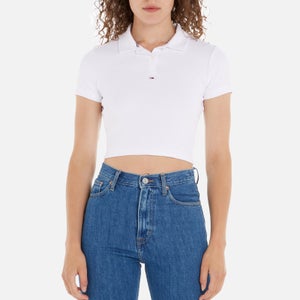 Tommy Jeans Essential Crop Rib Cotton-Blend Polo Shirt