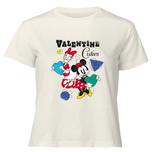 Mickey Mouse Valentine Cuties Women's Cropped T-Shirt - Cream