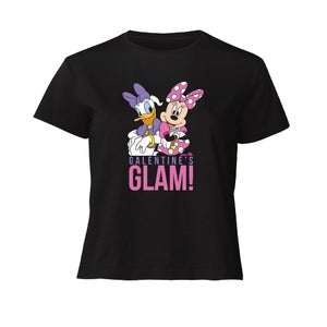 Mickey Mouse Galentines Glam Women's Cropped T-Shirt - Black