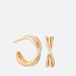 Astrid & Miyu Pave Twist Gold-Plated Silver Earrings
