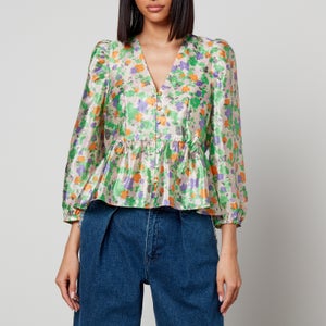 Baum Und Pferdgarten Mallow Floral-Print Satin Top