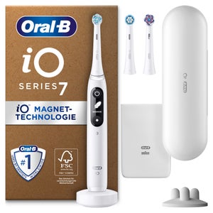 Oral-B iO Series 7 Plus Edition Elektrische Zahnbürste, Reiseetui, recycelbare Verpackung, White Alabaster