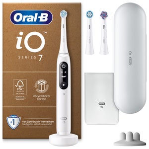 Oral-B iO Series 7 Plus Edition Elektrische Zahnbürste, Reiseetui, recycelbare Verpackung, White Alabaster