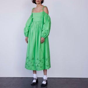 Damson Madder Women's Edwina Scruchie Bardot Midi Dress - Green