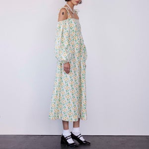 Damson Madder Edwina Floral Print Cotton-Poplin Midi Dress