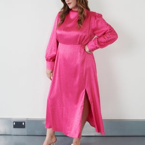 Olivia Rubin Arabella Satin-Jacquard Midi Dress