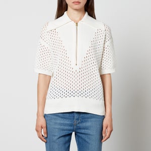 Varley Teagan Boxy Open-Knit Cotton Polo Top