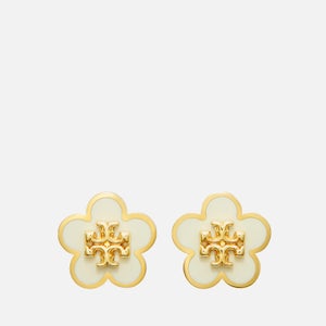 Tory Burch Kira Flower Gold-Plated and Enamel Earrings