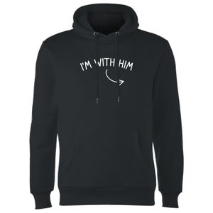 Couples I'm With Him Left Pointer Hoodie - Black