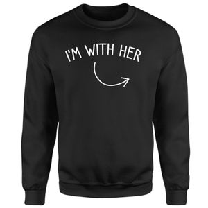 Couples I'm With Her Left Pointer Sweatshirt - Black