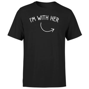 Couples I'm With Her Left Pointer Men's T-Shirt - Black