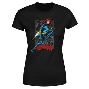 Marvel Female Heroes Black Widow Comics Panel Women's T-Shirt - Black