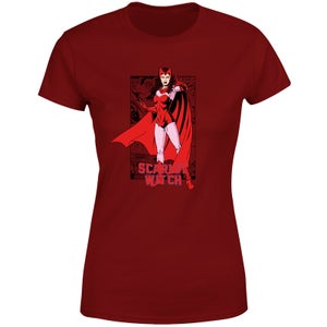 Marvel Female Heroes Scarlet Witch Comics Panel Women's T-Shirt - Burgundy
